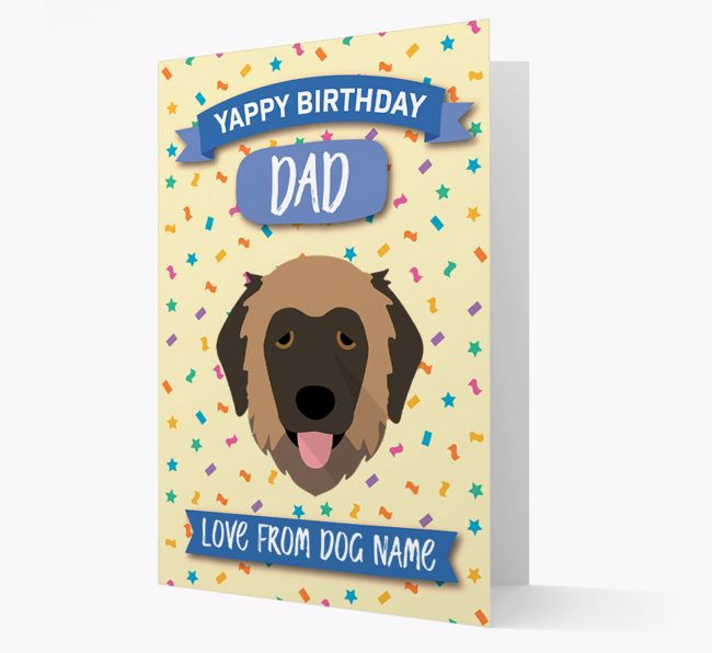 Personalized Card 'Yappy Birthday Dad' with {breedCommonName} Icon